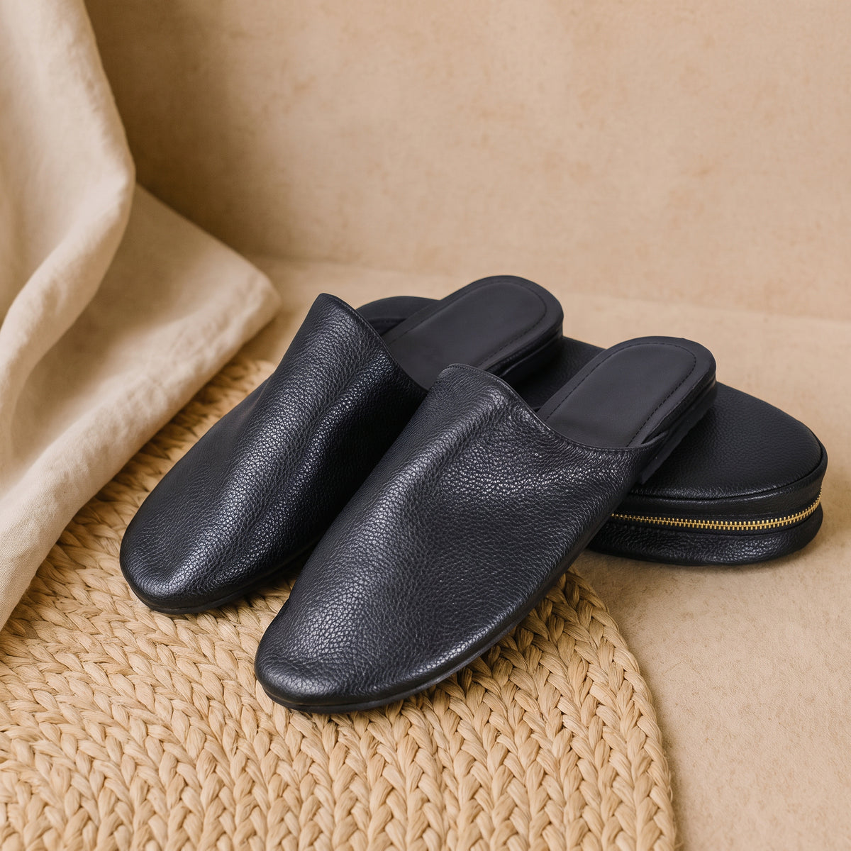 Babouche  en Cuir Véritable - Pliable & Zippée | FASSICUIR