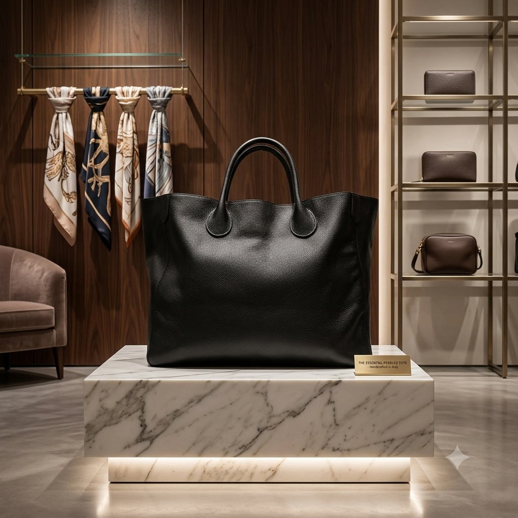 Sac Cabas en Cuir Élégant + Cadeau Foulard à Pompon OFFERT